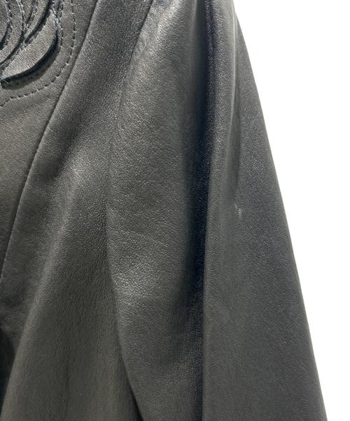CHANEL（シャネル）CHANEL (シャネル) Camellia Leather Jacket/カメリアレザージャケット/P38721C00123 ブラック サイズ:34の古着・服飾アイテム