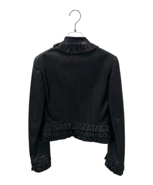 MOSCHINO（モスキーノ）MOSCHINO (モスキーノ) レザーライダースジャケット ブラック サイズ:38の古着・服飾アイテム