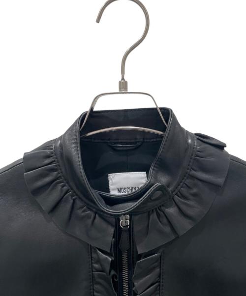 MOSCHINO（モスキーノ）MOSCHINO (モスキーノ) レザーライダースジャケット ブラック サイズ:38の古着・服飾アイテム