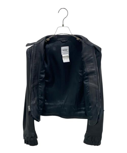 MOSCHINO（モスキーノ）MOSCHINO (モスキーノ) レザーライダースジャケット ブラック サイズ:38の古着・服飾アイテム