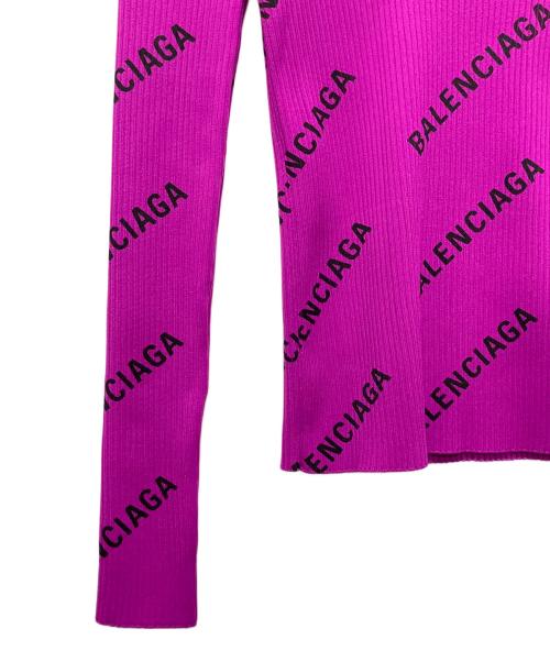 BALENCIAGA（バレンシアガ）BALENCIAGA (バレンシアガ) 総柄プリーツカットソー ショッキングピンク サイズ:XSの古着・服飾アイテム