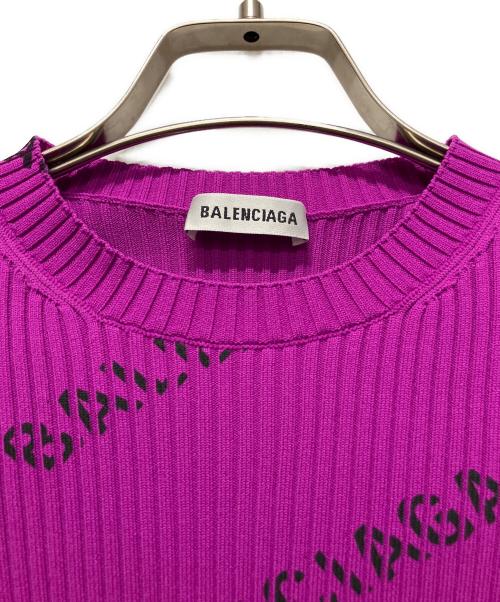 BALENCIAGA（バレンシアガ）BALENCIAGA (バレンシアガ) 総柄プリーツカットソー ショッキングピンク サイズ:XSの古着・服飾アイテム