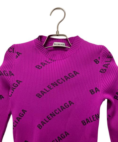 BALENCIAGA（バレンシアガ）BALENCIAGA (バレンシアガ) 総柄プリーツカットソー ショッキングピンク サイズ:XSの古着・服飾アイテム