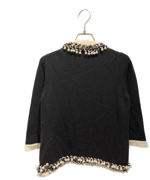 CHANEL（シャネル）CHANEL (シャネル) パール ツイードトリムカーディガン ブラック サイズ:34の古着・服飾アイテム