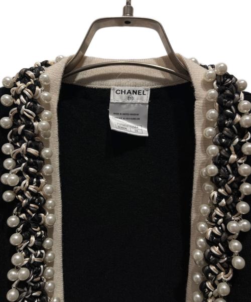 CHANEL（シャネル）CHANEL (シャネル) パール ツイードトリムカーディガン ブラック サイズ:34の古着・服飾アイテム