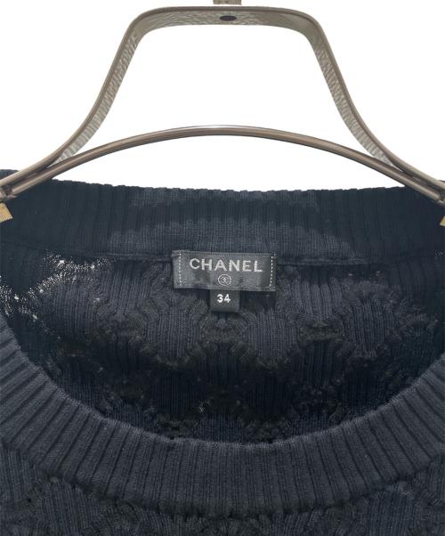 CHANEL（シャネル）CHANEL (シャネル) P63 ココマークワンポイントニット ブラック サイズ:34の古着・服飾アイテム