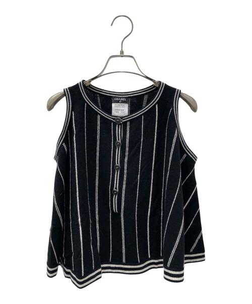 CHANEL（シャネル）CHANEL (シャネル) カシミヤノースリーブニット ブラック サイズ:34/36の古着・服飾アイテム