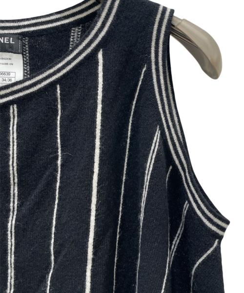 CHANEL（シャネル）CHANEL (シャネル) カシミヤノースリーブニット ブラック サイズ:34/36の古着・服飾アイテム