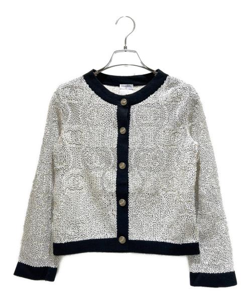 CHANEL（シャネル）CHANEL (シャネル) Sequin Cardigan/スパンコールカーディガン/P32758K00782 ホワイト×ブラック サイズ:34の古着・服飾アイテム