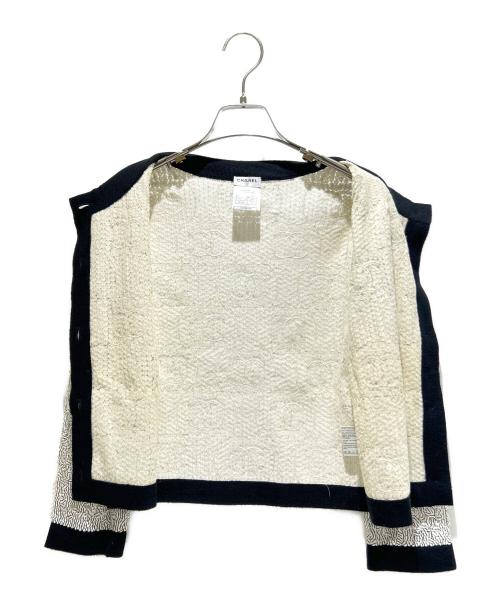 CHANEL（シャネル）CHANEL (シャネル) Sequin Cardigan/スパンコールカーディガン/P32758K00782 ホワイト×ブラック サイズ:34の古着・服飾アイテム