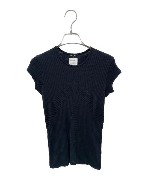 CHANEL（シャネル）CHANEL (シャネル) Ｐ23 ココマーク コットン 半袖 サマー ニット ブラック サイズ:38の古着・服飾アイテム