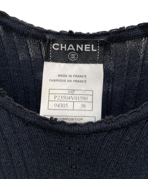 CHANEL（シャネル）CHANEL (シャネル) Ｐ23 ココマーク コットン 半袖 サマー ニット ブラック サイズ:38の古着・服飾アイテム