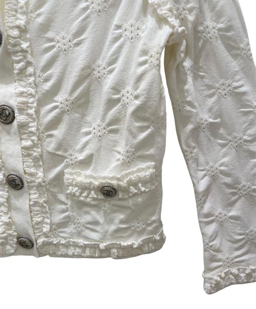 CHANEL（シャネル）CHANEL (シャネル) ココボタンフリルカーディガン ホワイト サイズ:34の古着・服飾アイテム
