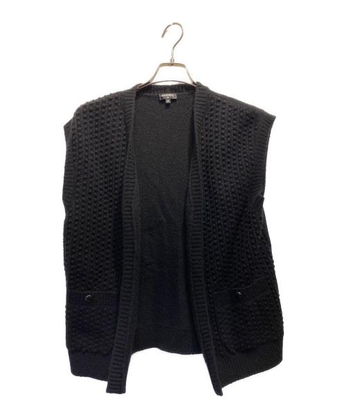 CHANEL（シャネル）CHANEL (シャネル) ノースリーブ テクスチャード カーディガン ブラック サイズ:34の古着・服飾アイテム