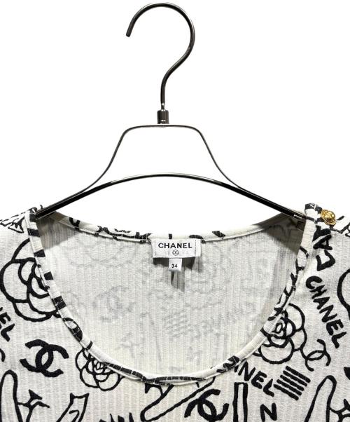 CHANEL（シャネル）CHANEL (シャネル) アイコンモチーフカットソー P61762V47215 ホワイト サイズ:34の古着・服飾アイテム