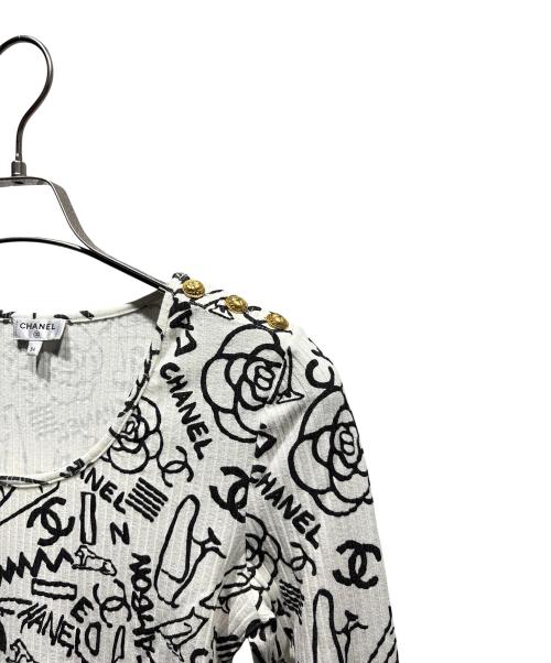 CHANEL（シャネル）CHANEL (シャネル) アイコンモチーフカットソー P61762V47215 ホワイト サイズ:34の古着・服飾アイテム