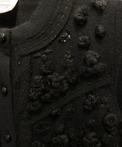 CHANEL（シャネル）CHANEL (シャネル) カメリア スパンコール ボレロニットカーディガン ブラック サイズ:34の古着・服飾アイテム