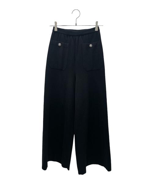 CHANEL（シャネル）CHANEL (シャネル) P62 ココボタンニットワイドパンツ ブラック サイズ:34の古着・服飾アイテム