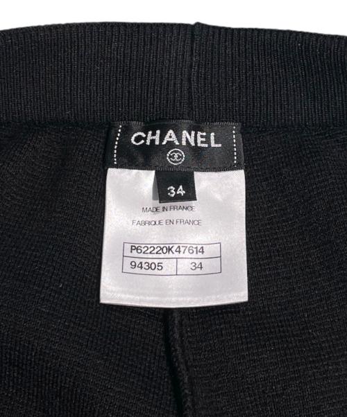 CHANEL（シャネル）CHANEL (シャネル) P62 ココボタンニットワイドパンツ ブラック サイズ:34の古着・服飾アイテム