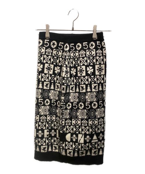 CHANEL（シャネル）CHANEL (シャネル) No.5 ココマーク ニットスカート ブラック サイズ:34の古着・服飾アイテム