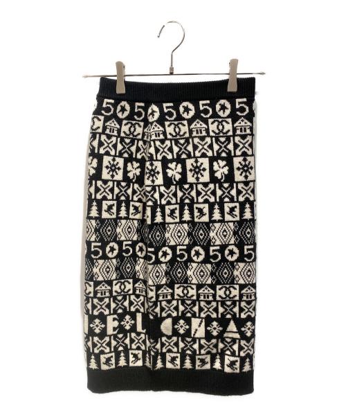 CHANEL（シャネル）CHANEL (シャネル) No.5 ココマーク ニットスカート ブラック サイズ:34の古着・服飾アイテム