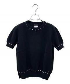 中古・古着通販】CHANEL (シャネル) 半袖ニット ブラック サイズ:38