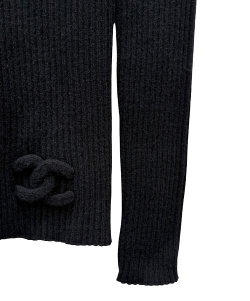 CHANEL（シャネル）CHANEL (シャネル) ココマークカシミヤハイネックリブニット ブラック サイズ:34の古着・服飾アイテム
