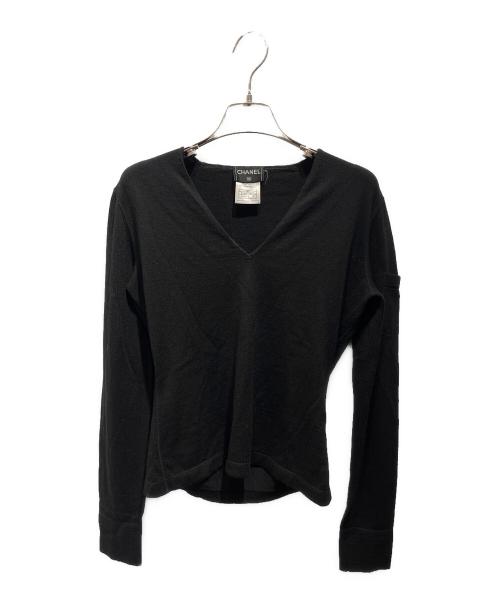 CHANEL（シャネル）CHANEL (シャネル) Vネックカシミヤニット ブラック サイズ:38の古着・服飾アイテム