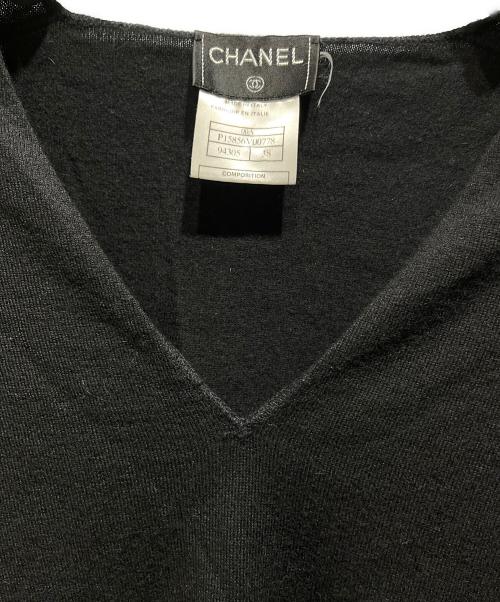 CHANEL（シャネル）CHANEL (シャネル) Vネックカシミヤニット ブラック サイズ:38の古着・服飾アイテム