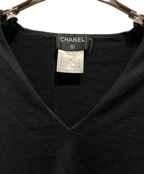 CHANEL（シャネル）CHANEL (シャネル) Vネックカシミヤニット ブラック サイズ:38の古着・服飾アイテム