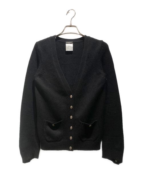 CHANEL（シャネル）CHANEL (シャネル) ヴィンテージカメリアココマークボタンニットカーディガン ブラック サイズ:不明の古着・服飾アイテム