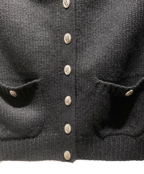 CHANEL（シャネル）CHANEL (シャネル) ヴィンテージカメリアココマークボタンニットカーディガン ブラック サイズ:不明の古着・服飾アイテム