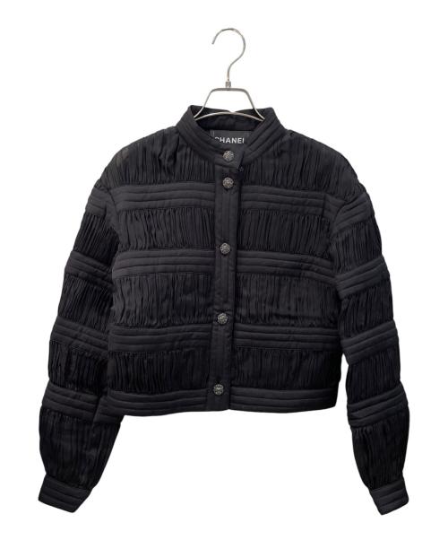 CHANEL（シャネル）CHANEL (シャネル) スタンドカラーギャザージャケット ブラック サイズ:34の古着・服飾アイテム
