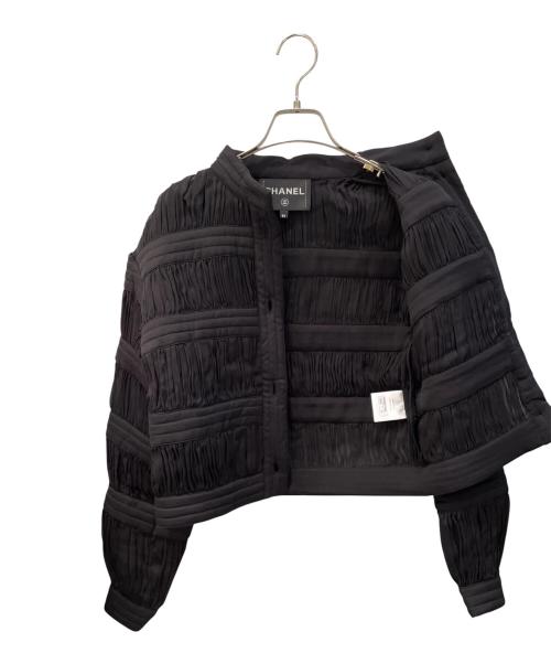 CHANEL（シャネル）CHANEL (シャネル) スタンドカラーギャザージャケット ブラック サイズ:34の古着・服飾アイテム