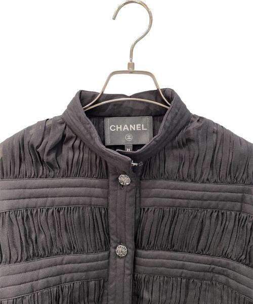 CHANEL（シャネル）CHANEL (シャネル) スタンドカラーギャザージャケット ブラック サイズ:34の古着・服飾アイテム