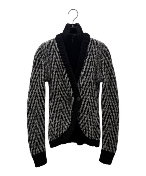 CHANEL（シャネル）CHANEL (シャネル) フェイクレイヤード ジップアップ ニットカーディガン ブラック サイズ:34の古着・服飾アイテム