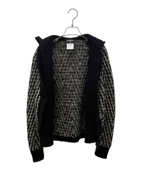CHANEL（シャネル）CHANEL (シャネル) フェイクレイヤード ジップアップ ニットカーディガン ブラック サイズ:34の古着・服飾アイテム