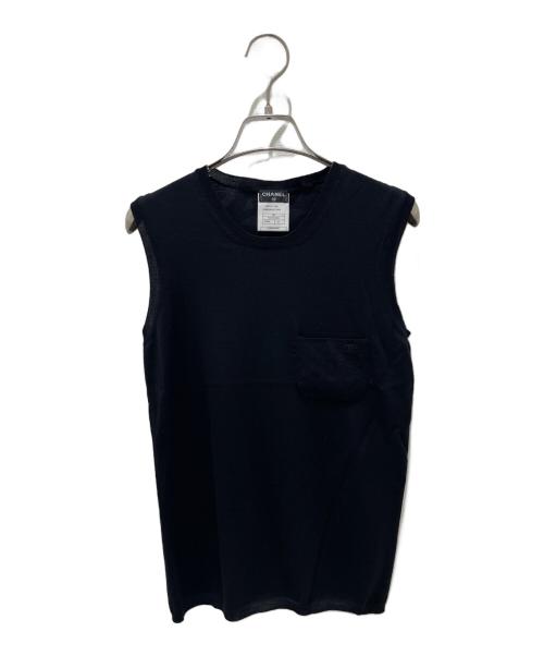 CHANEL（シャネル）CHANEL (シャネル) ココマークポケットノースリーブニット ブラック サイズ:34の古着・服飾アイテム