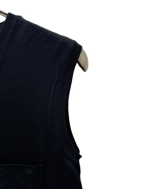 CHANEL（シャネル）CHANEL (シャネル) ココマークポケットノースリーブニット ブラック サイズ:34の古着・服飾アイテム