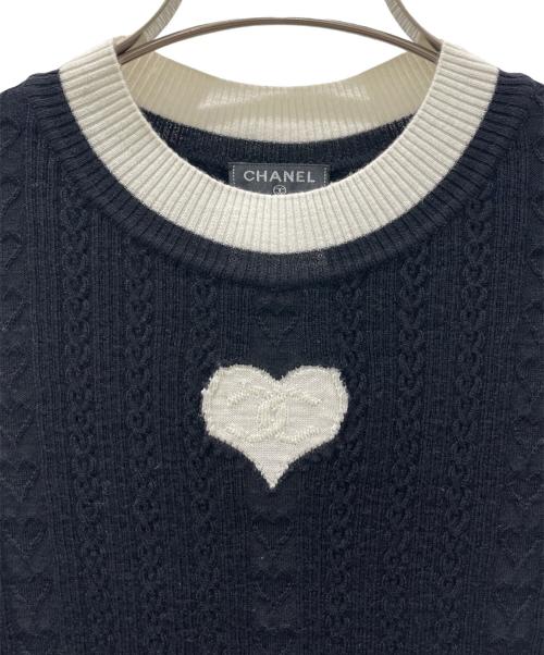 CHANEL（シャネル）CHANEL (シャネル) P52 ハートココマークリブニット ブラック サイズ:34の古着・服飾アイテム