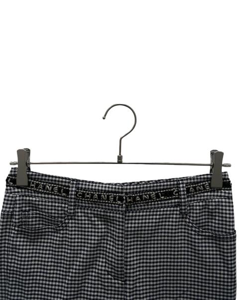 CHANEL（シャネル）CHANEL (シャネル) P53 ウエストロゴギンガムチェックパンツ ブラック サイズ:34の古着・服飾アイテム