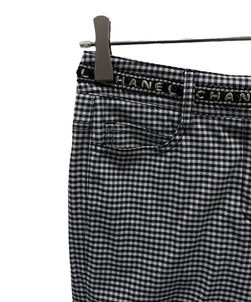 CHANEL（シャネル）CHANEL (シャネル) P53 ウエストロゴギンガムチェックパンツ ブラック サイズ:34の古着・服飾アイテム
