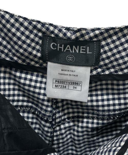 CHANEL（シャネル）CHANEL (シャネル) P53 ウエストロゴギンガムチェックパンツ ブラック サイズ:34の古着・服飾アイテム