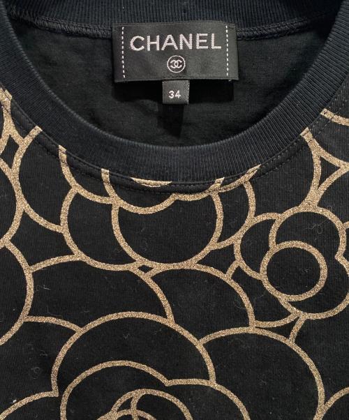 CHANEL（シャネル）CHANEL (シャネル) カメリアデザインカットソー ブラック サイズ:34の古着・服飾アイテム