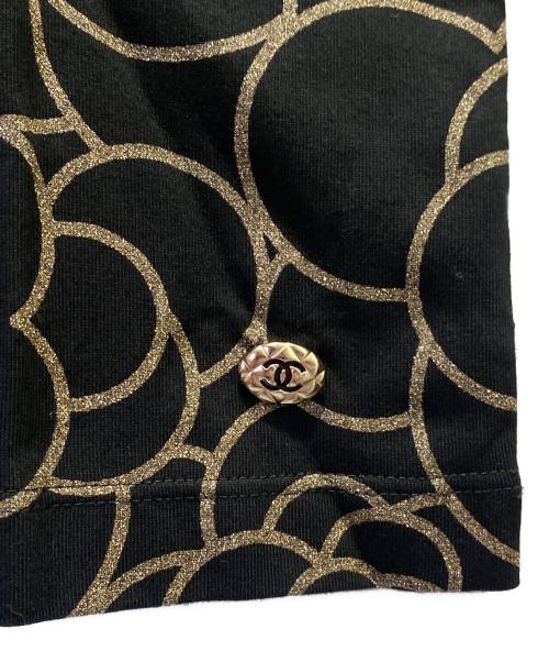 CHANEL（シャネル）CHANEL (シャネル) カメリアデザインカットソー ブラック サイズ:34の古着・服飾アイテム