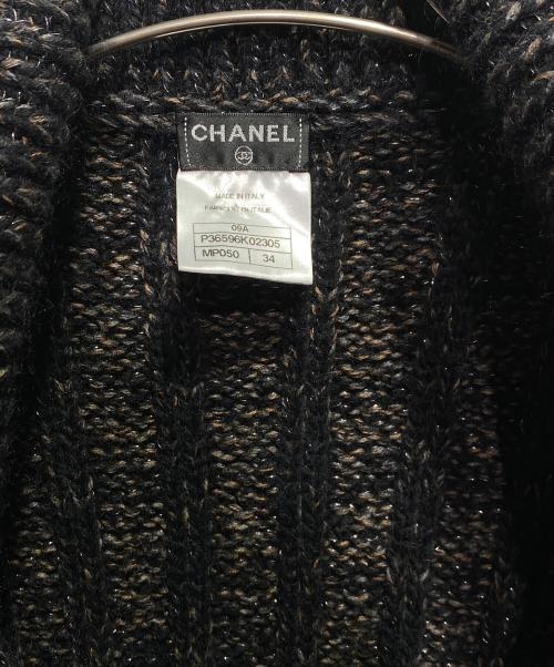 CHANEL（シャネル）CHANEL (シャネル) ベルトデザインニットカーディガン グレー サイズ:34の古着・服飾アイテム