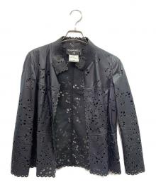 CHANEL（シャネル）の古着「カッティングレザージャケット」｜ブラック