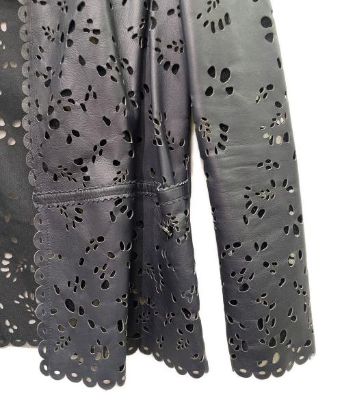 CHANEL（シャネル）CHANEL (シャネル) カッティングレザージャケット ブラック サイズ:34の古着・服飾アイテム