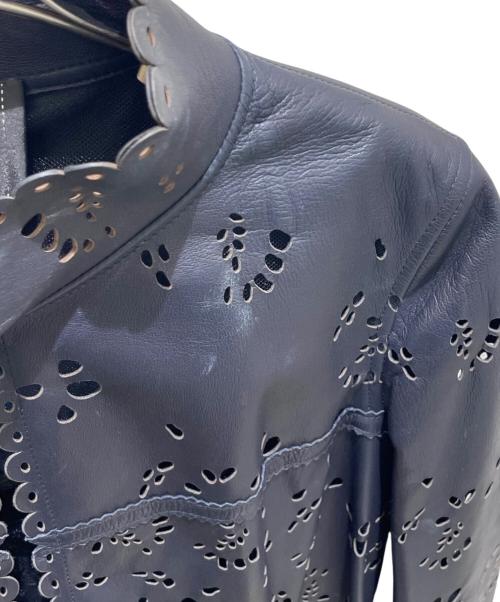 CHANEL（シャネル）CHANEL (シャネル) P39 カッティングレザージャケット ブラック サイズ:34の古着・服飾アイテム