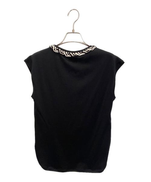 CHANEL（シャネル）CHANEL (シャネル) フレンチスリーブ ツイードトリム Tシャツ  ブラック サイズ:34の古着・服飾アイテム
